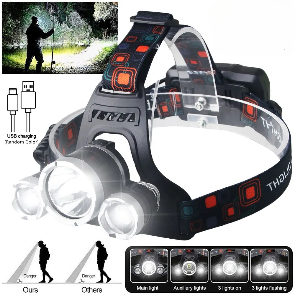Fish Finder Battery - Linterna frontal LED de alta potencia